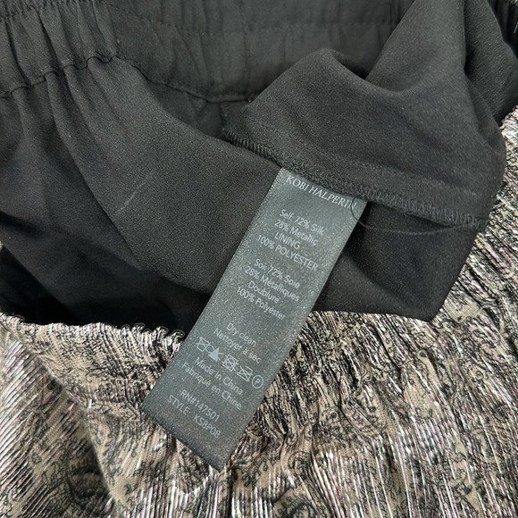 Kobi Halperin Isle Paisley Metallic Chiffon Tiered Wide Leg Pants Size Small - Picture 8 of 10